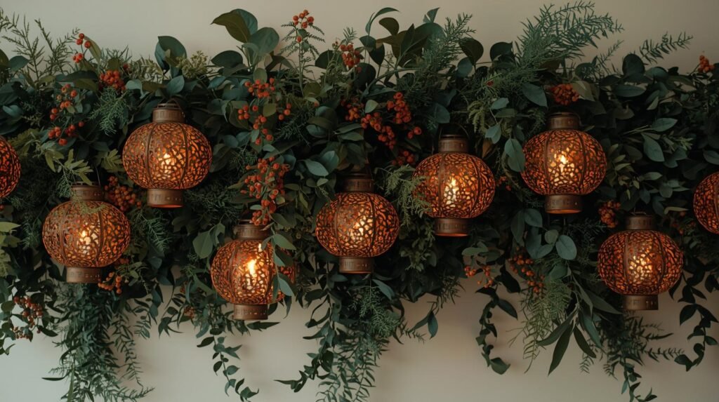 Decoração Verde com Lanternas e Velas