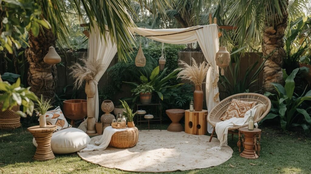 Estilo Boho na Decoração Verde do Jardim