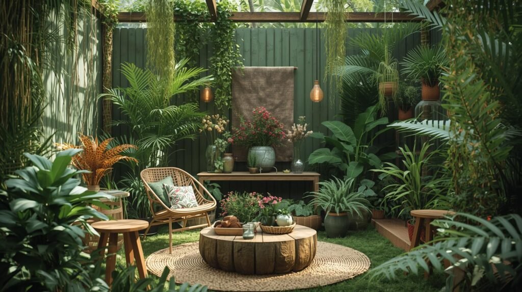 Jardim com Decoração Verde Zero Desperdício